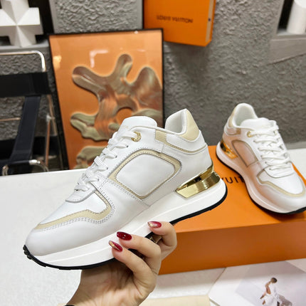 LV WOMEN SNEAKER IN WHITE MIX BEIGE CREAM CALFSKIN