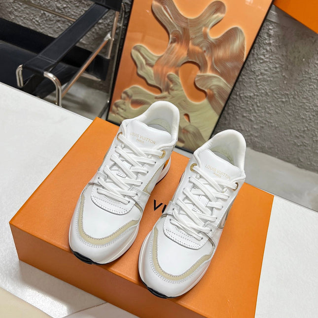 LV WOMEN SNEAKER IN WHITE MIX BEIGE CREAM CALFSKIN