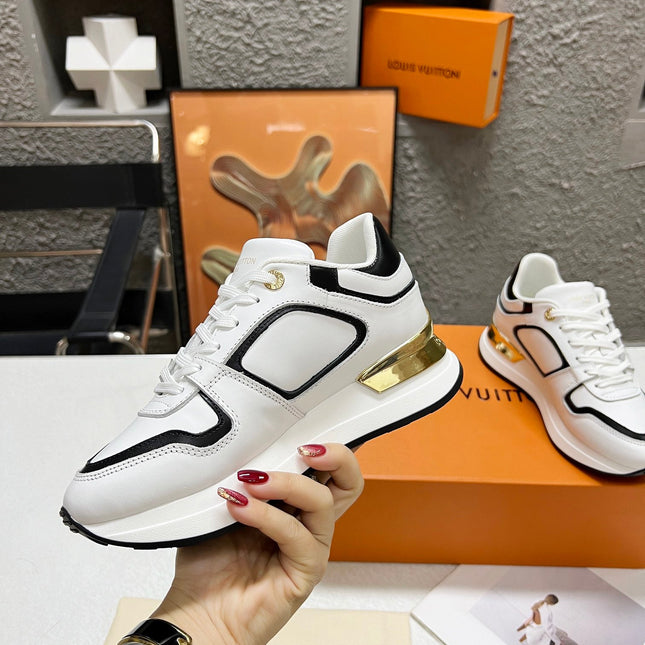 LV WOMEN SNEAKER IN WHITE MIX BLACK CALFSKIN