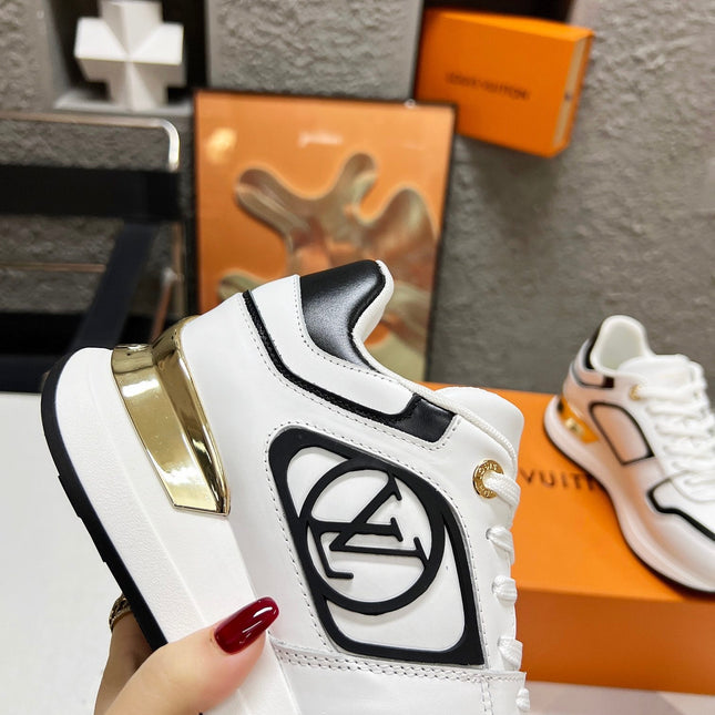 LV WOMEN SNEAKER IN WHITE MIX BLACK CALFSKIN
