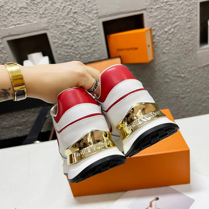 LV WOMEN SNEAKER IN WHITE MIX CHERRY RED CALFSKIN