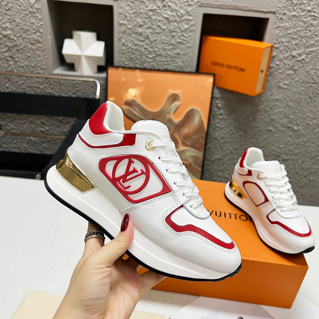 LV WOMEN SNEAKER IN WHITE MIX CHERRY RED CALFSKIN