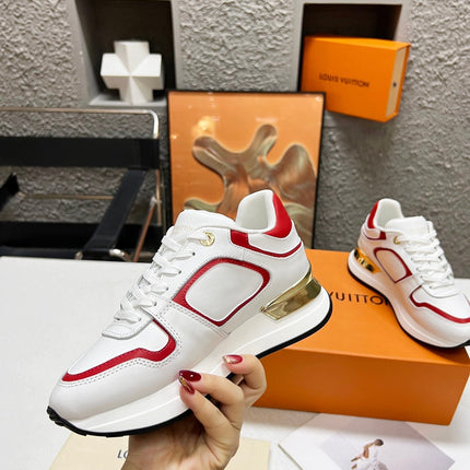 LV WOMEN SNEAKER IN WHITE MIX CHERRY RED CALFSKIN