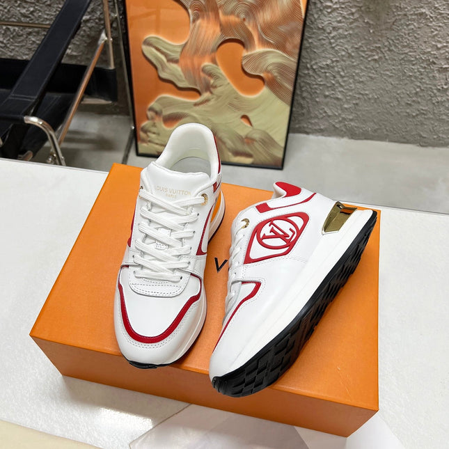 LV WOMEN SNEAKER IN WHITE MIX CHERRY RED CALFSKIN