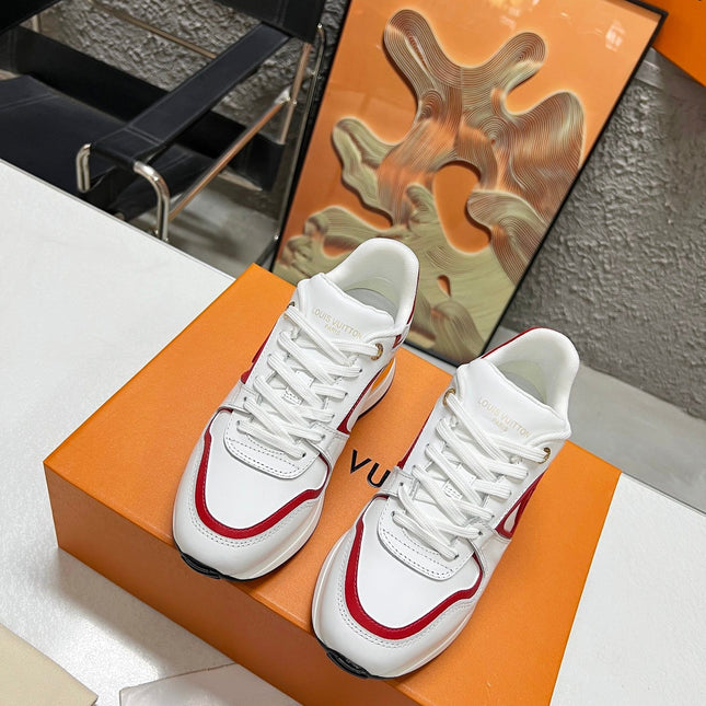 LV WOMEN SNEAKER IN WHITE MIX CHERRY RED CALFSKIN