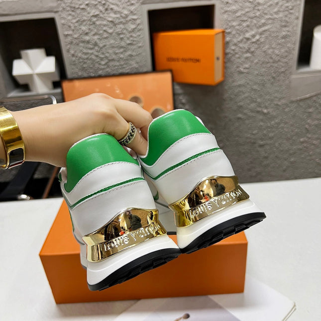 LV WOMEN SNEAKER IN WHITE MIX GREEN CALFSKIN