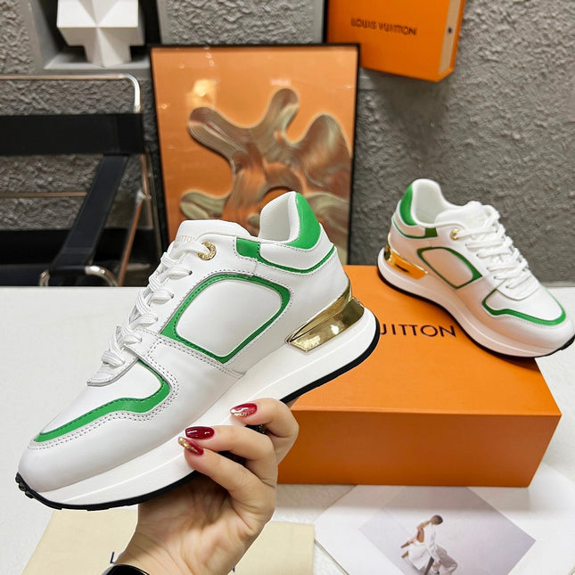 LV WOMEN SNEAKER IN WHITE MIX GREEN CALFSKIN
