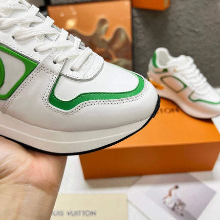 LV WOMEN SNEAKER IN WHITE MIX GREEN CALFSKIN