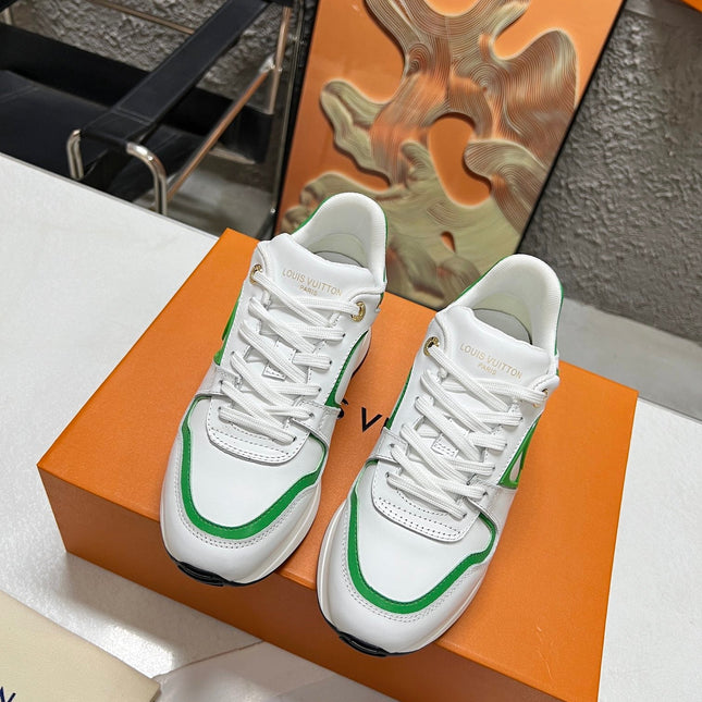 LV WOMEN SNEAKER IN WHITE MIX GREEN CALFSKIN