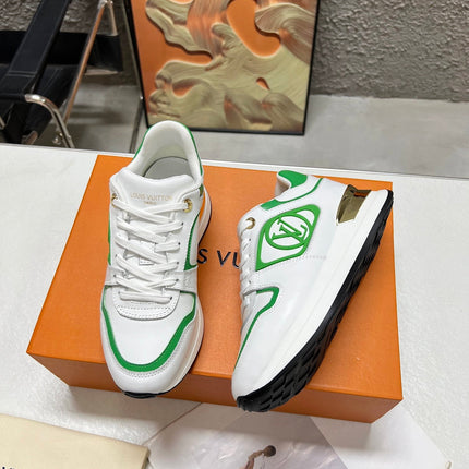 LV WOMEN SNEAKER IN WHITE MIX GREEN CALFSKIN