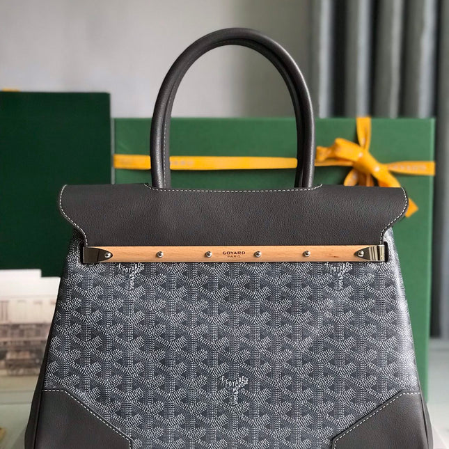 SAIGON SOUPLE BAG 34 IN GREY GOYARDINE CANVAS AND CALFSKIN