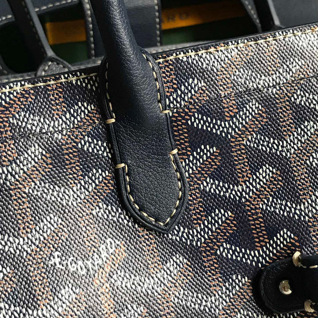 SAIGON SOUPLE BAG 34 IN NAVY BLUE GOYARDINE CANVAS AND CALFSKIN