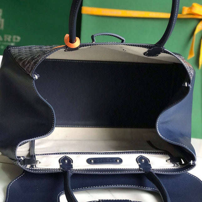 SAIGON SOUPLE BAG 34 IN NAVY BLUE GOYARDINE CANVAS AND CALFSKIN