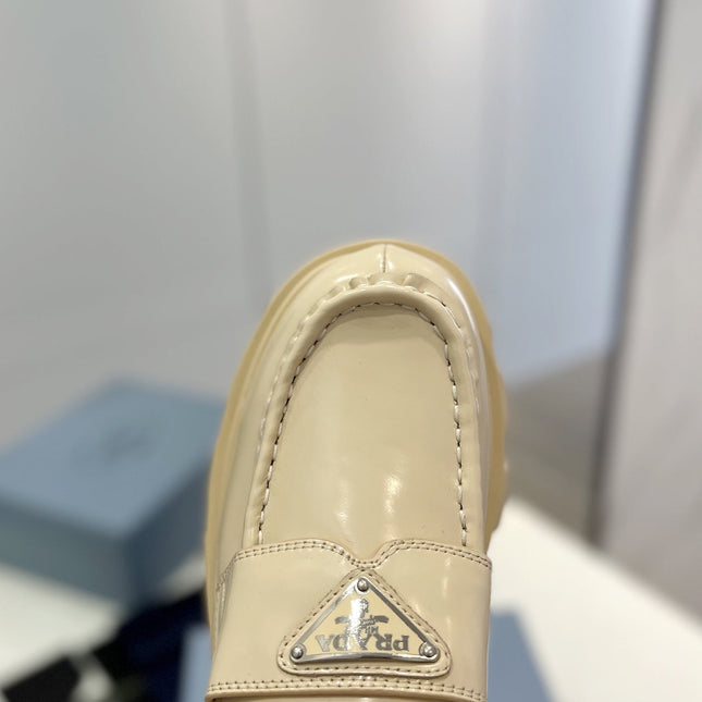 PRA BRUSHED LEATHER MONOLITH LOAFERS BEIGE