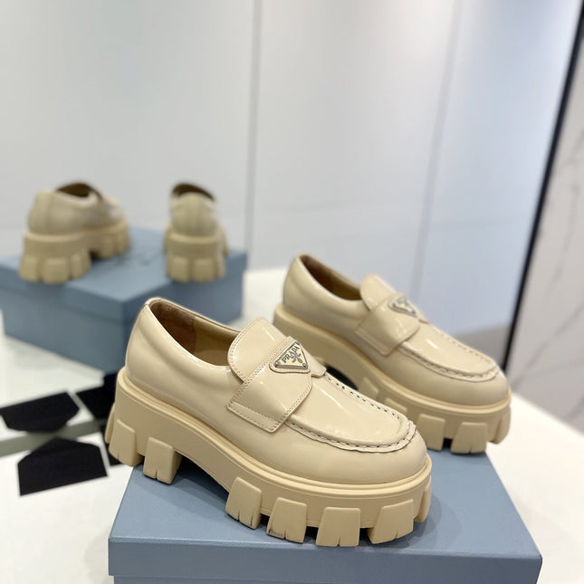 PRA BRUSHED LEATHER MONOLITH LOAFERS BEIGE