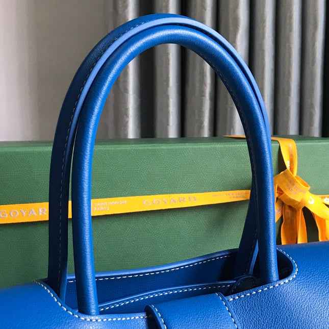 SAIGON SOUPLE BAG 34 IN CURIOUS BLUE GOYARDINE CANVAS AND CALFSKIN