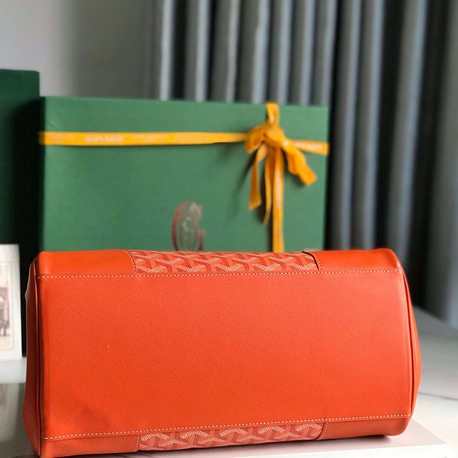 SAIGON SOUPLE BAG 34 IN RED ORANGE GOYARDINE CANVAS AND CALFSKIN