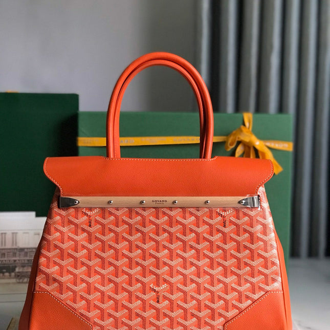 SAIGON SOUPLE BAG 34 IN RED ORANGE GOYARDINE CANVAS AND CALFSKIN