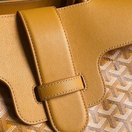 SAIGON SOUPLE BAG 34 IN YELLOW GOYARDINE CANVAS AND CALFSKIN