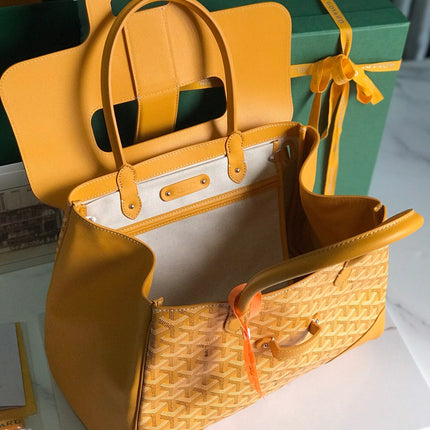 SAIGON SOUPLE BAG 34 IN YELLOW GOYARDINE CANVAS AND CALFSKIN