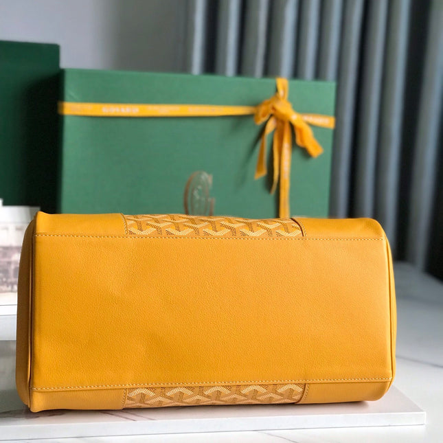 SAIGON SOUPLE BAG 34 IN YELLOW GOYARDINE CANVAS AND CALFSKIN