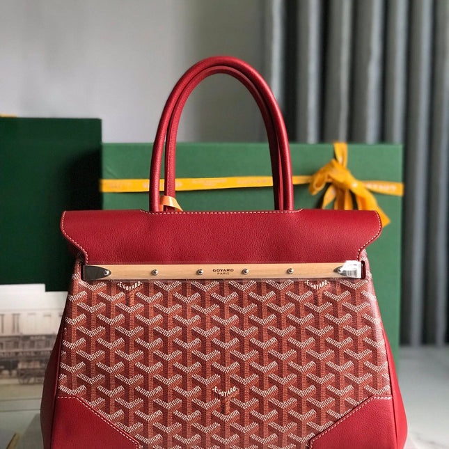 SAIGON SOUPLE BAG 34 IN PERSIAN RED GOYARDINE CANVAS AND CALFSKIN