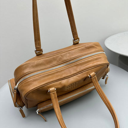 BIKER BAG 31 IN CARAMEL BROWN CALFSKIN