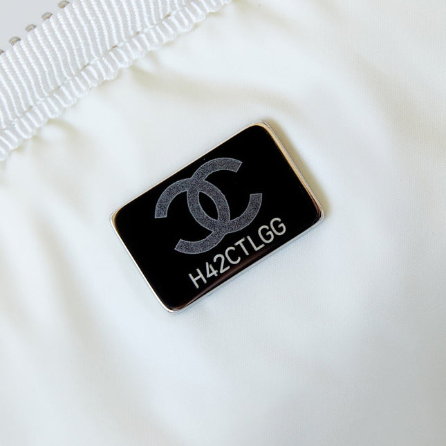 BACKPACK 22 IN WHITE FABRIC SILVER HARDWARE