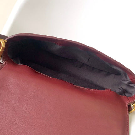 Fend Baguette 27 Bag With FF Motif Burgundy Leather Ghw