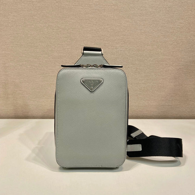 CHEST BAG 20 IN ECHO GRAY SAFFIANO LEATHER