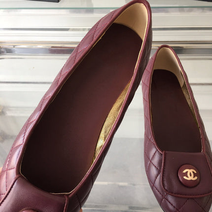 ballet flat quilted wine gold cc lock