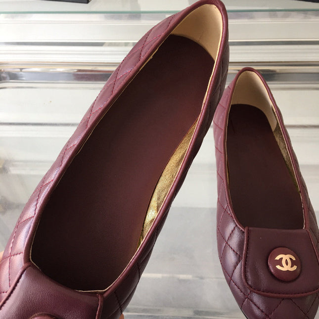 ballet flat quilted wine gold cc lock