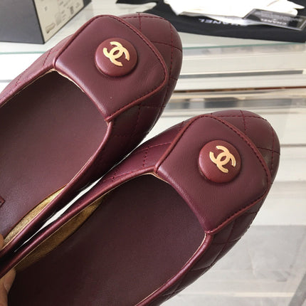 ballet flat quilted wine gold cc lock