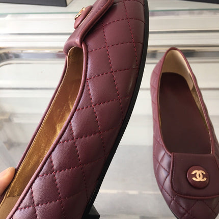 ballet flat quilted wine gold cc lock