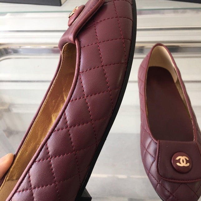 ballet flat quilted wine gold cc lock
