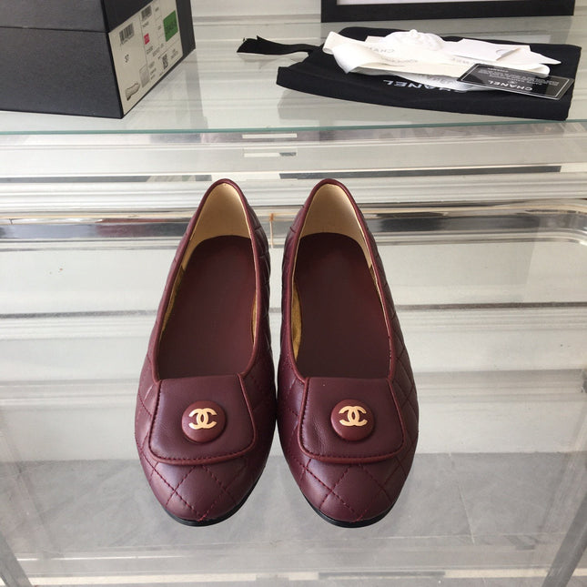 ballet flat quilted wine gold cc lock