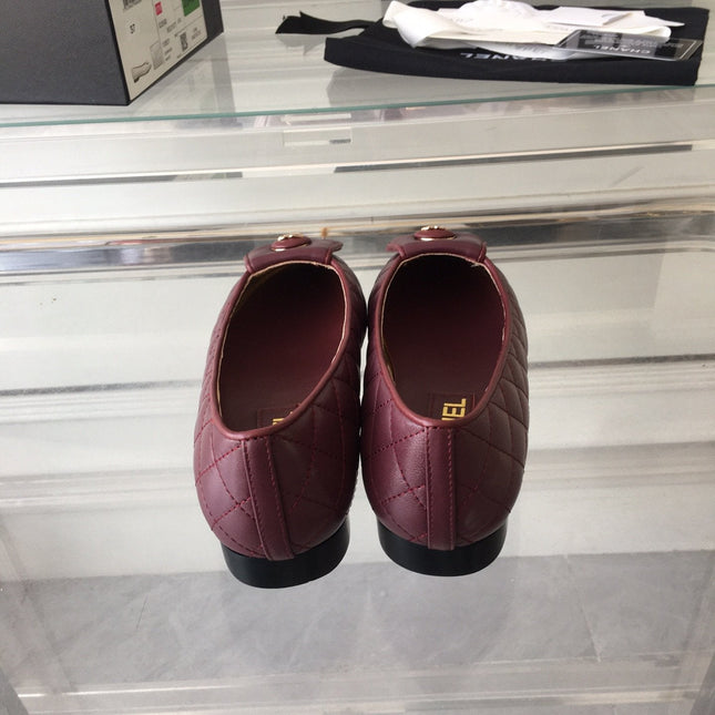 ballet flat quilted wine gold cc lock