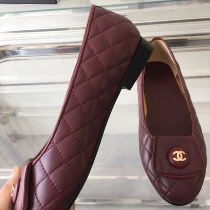 ballet flat quilted wine gold cc lock