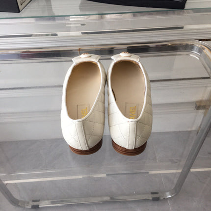 ballet flat quilted white gold cc lock