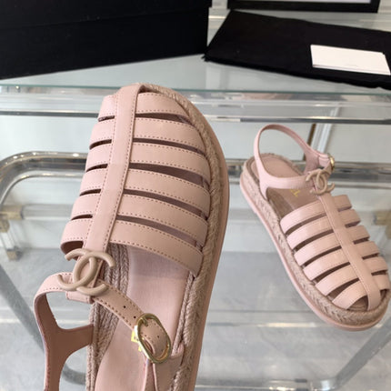 cc roman sandals pink lambskin