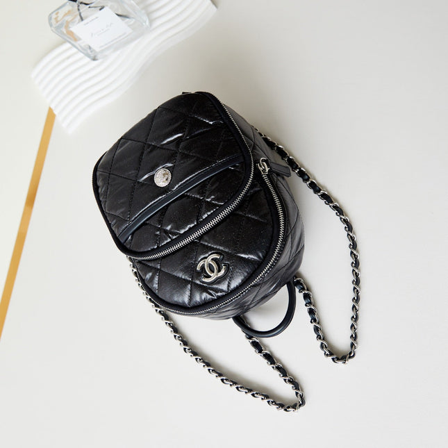 BACKPACK 22 IN BLACK FABRIC SILVER HARDWARE