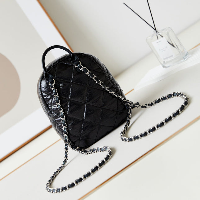 BACKPACK 22 IN BLACK FABRIC SILVER HARDWARE