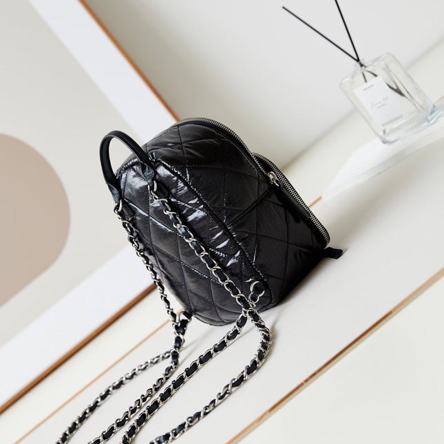 BACKPACK 22 IN BLACK FABRIC SILVER HARDWARE