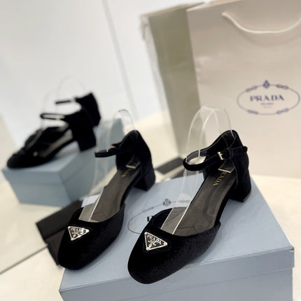 Pra Slingback 40 Square Sole Black Velvet