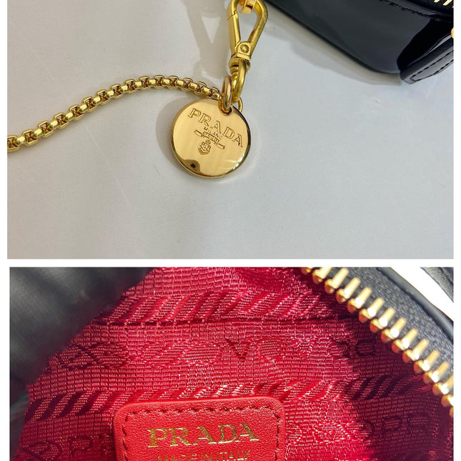 MINI HAND BAG 11 WITH GOLD STRAP IN BLACK PATENT CALFSKIN