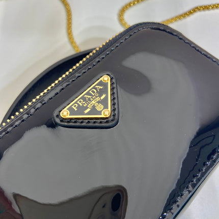 MINI HAND BAG 11 WITH GOLD STRAP IN BLACK PATENT CALFSKIN