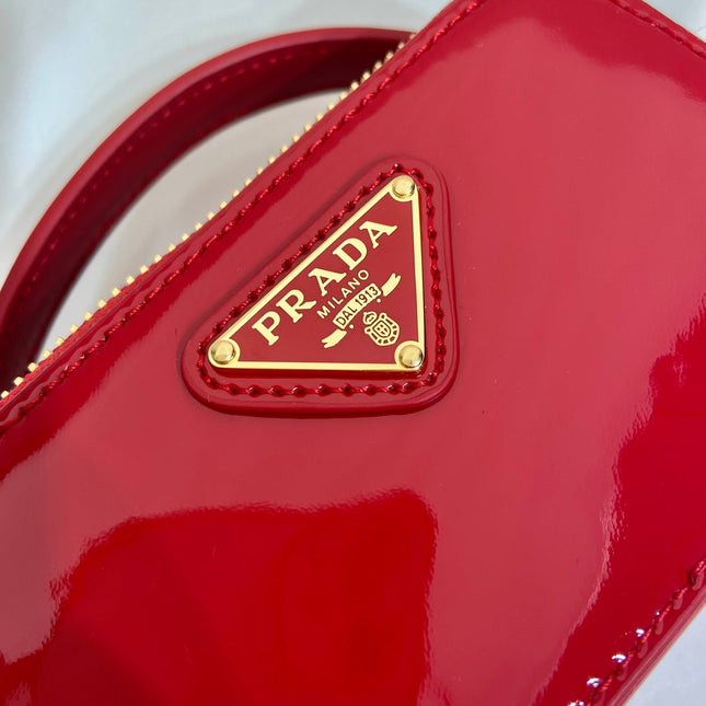 MINI HAND BAG 11 WITH GOLD STRAP IN RED PATENT CALFSKIN