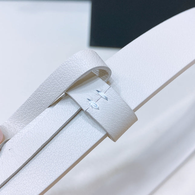 CC 20MM BELT RECTANGLE BUCKLE IN WHITE CALFSKIN GOLD HARDWARE