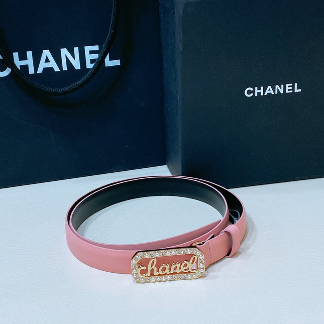 CC 20MM BELT RECTANGLE BUCKLE IN LIGHT PINK CALFSKIN GOLD HARDWARE