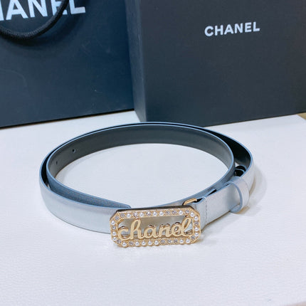 CC 20MM BELT RECTANGLE BUCKLE IN SILVER CALFSKIN GOLD HARDWARE